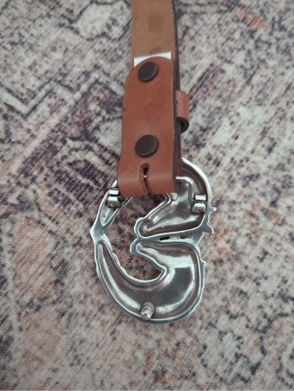 Justin Girl’s Twin Horse Western Belt Tooled With Silver Tone Buckle 24 11/21